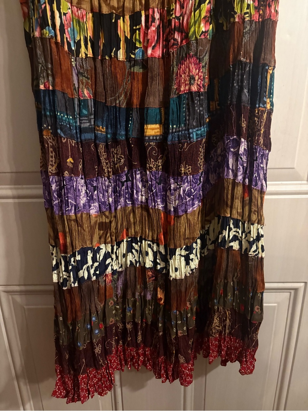 Hot Date vintage Women’s long patchwork bohemian O/S skirt festival hippie 90s - Picture 4 of 7